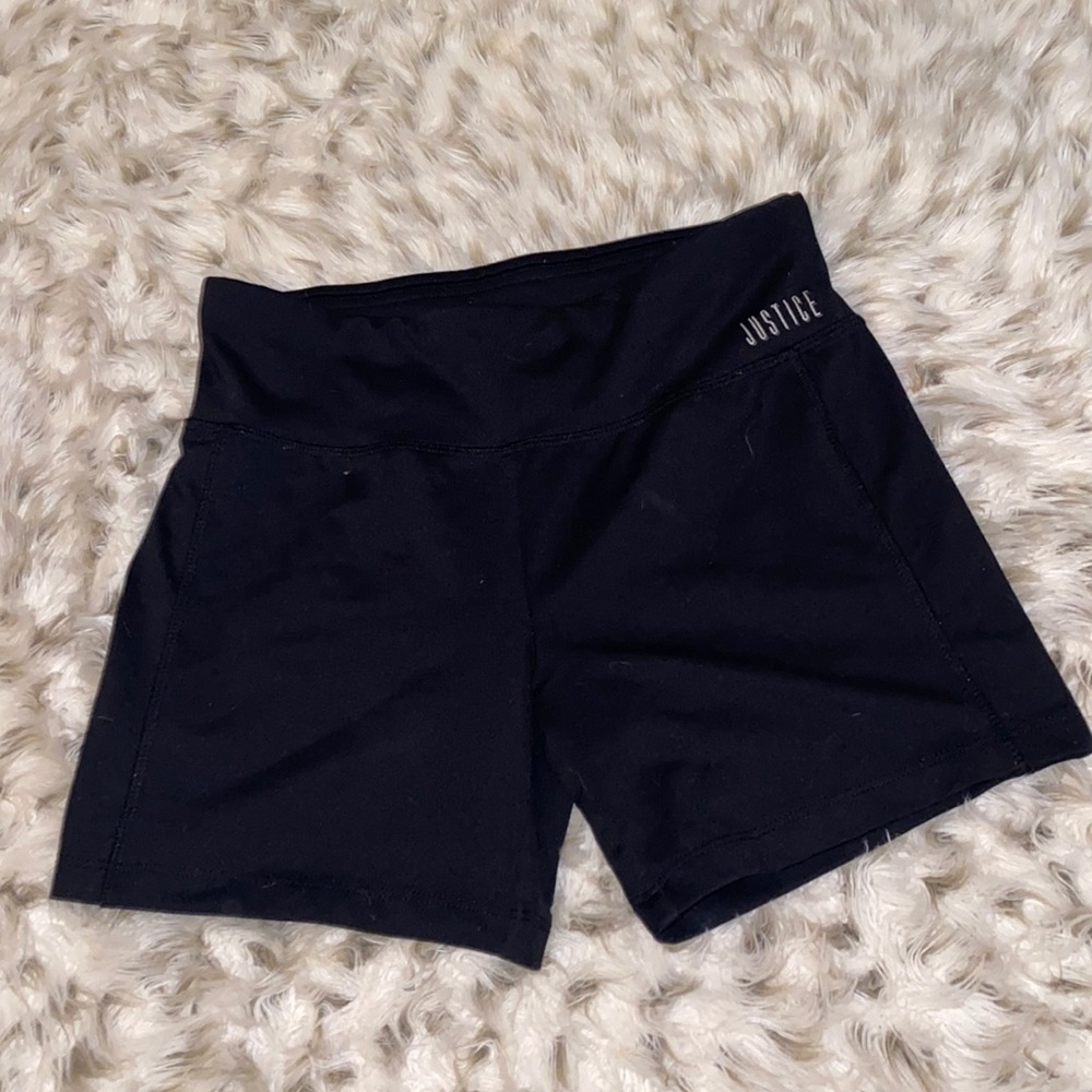 Justice girls all black spandex shorts size 12!